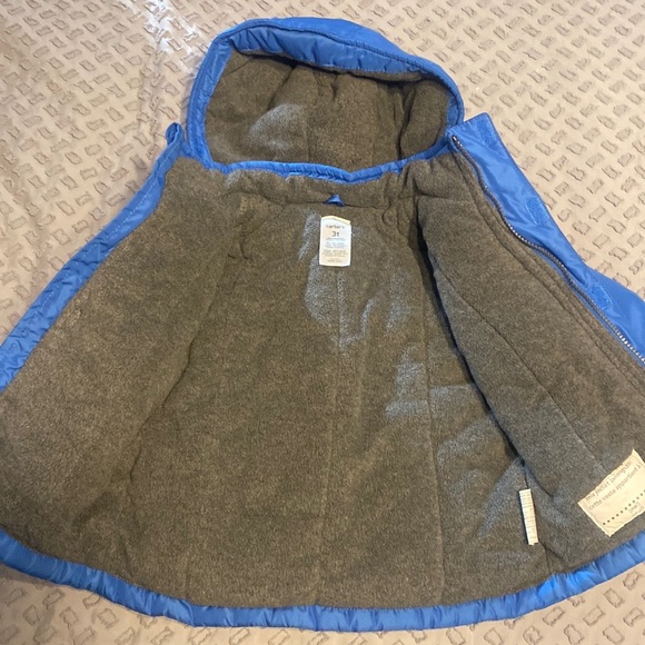 ❤️3/$30❤️Carters Blue Winter Jacket With Removable Hood Size 3T - Picture 4 of 7